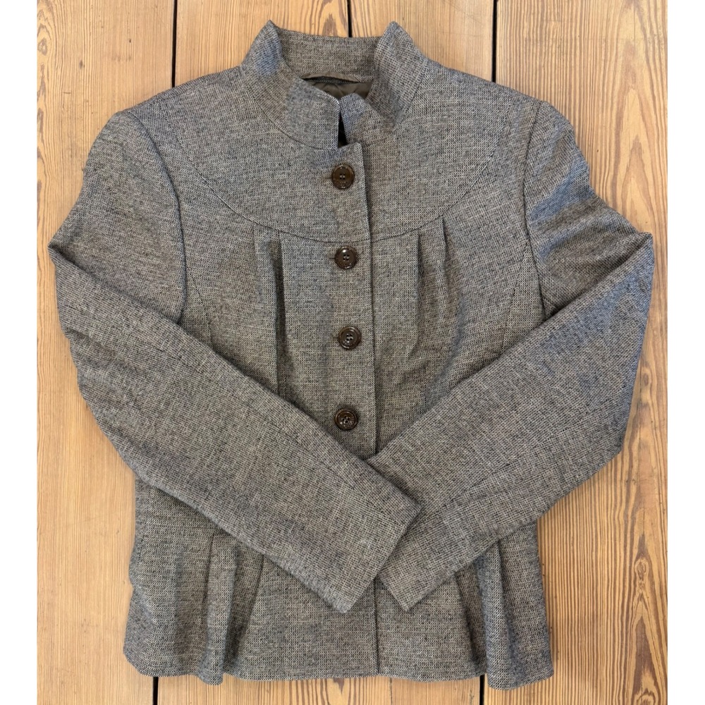Escada‎ Wool Blend Blazer Jacket Peplum Fitted Gray Career Business Women's 6